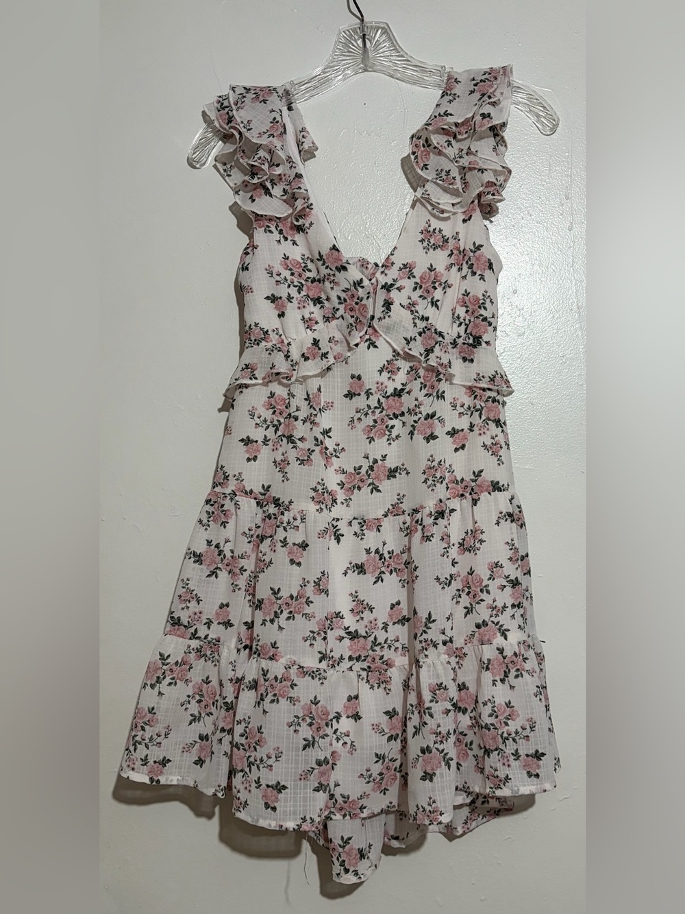 Francesca's Floral Ruffle Tiered Mini Dress Womens Size S